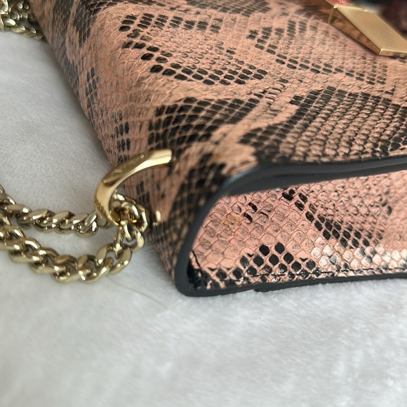 Bruno Magli Pink Snake Skin Embossed Shoulder Bag - Picture 10 of 12
